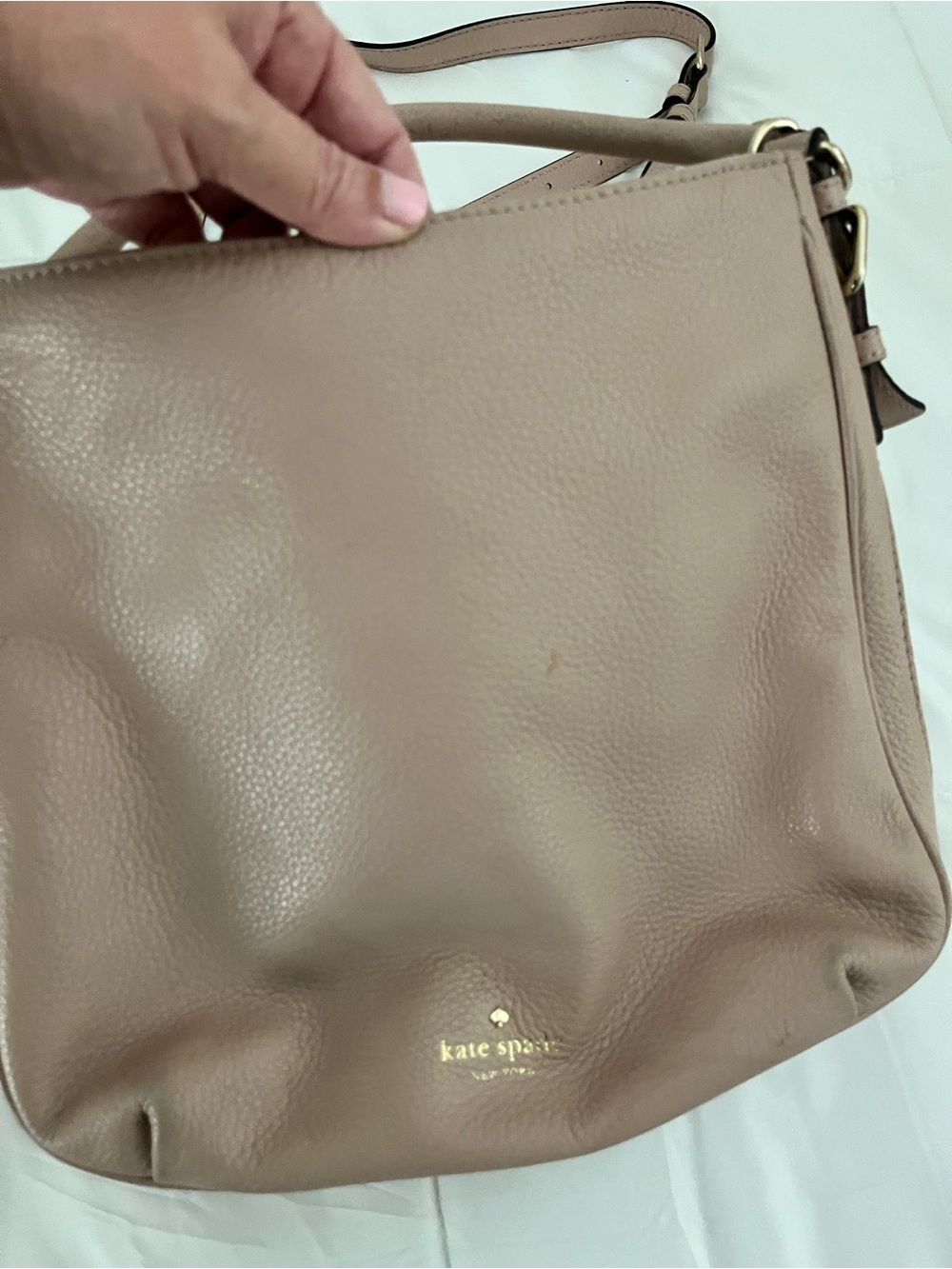 Kate Spade New York Pebbled Leather Shoulder Bag in Pink Taupe